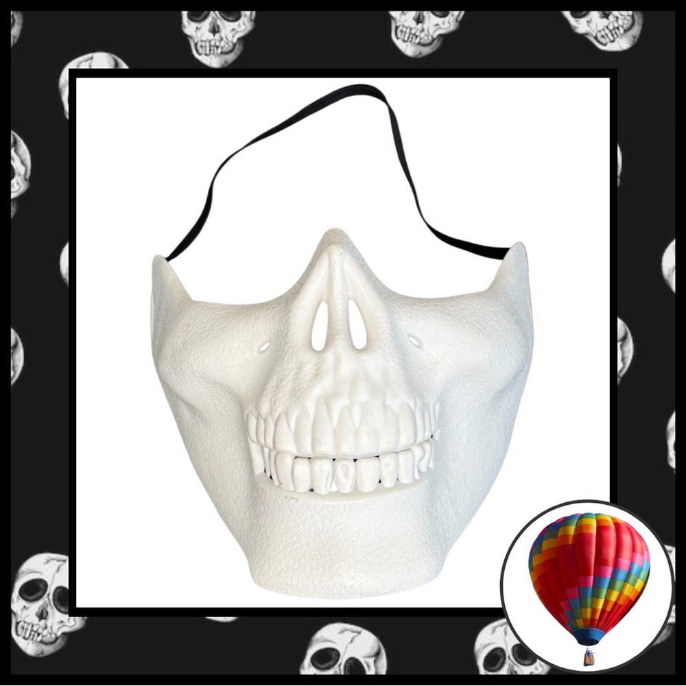 3/$18 - White Plastic Lower Half Skull Mask – Costume Accessory